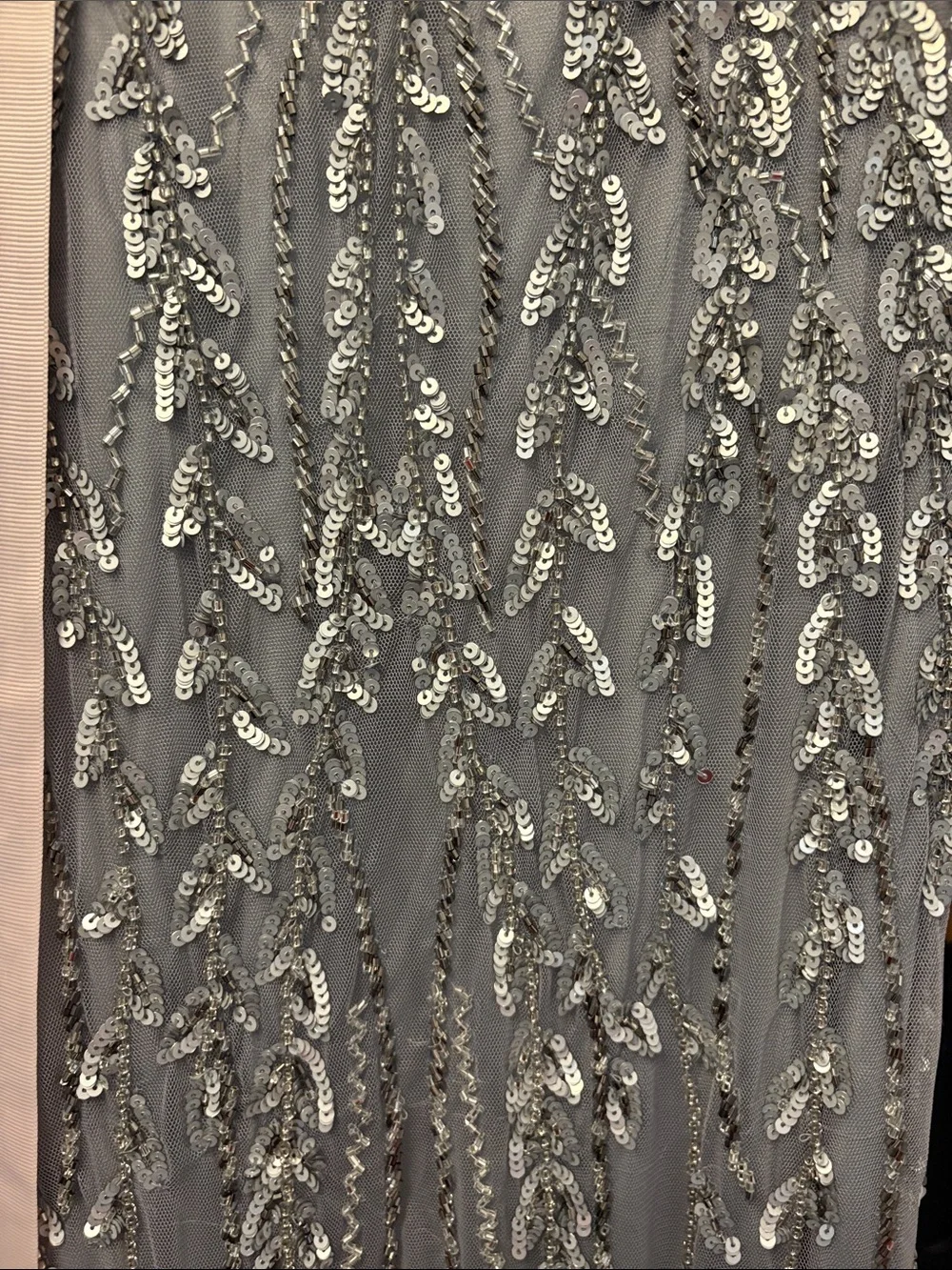 Mac Duggal Platinum Embellished Illusion High Neck Long Sleeve Gown Size 10 - Picture 3 of 9